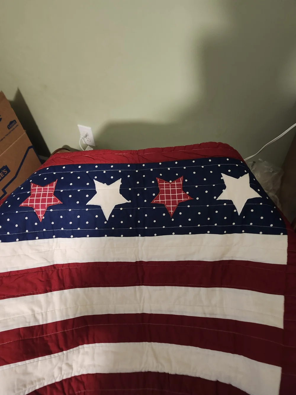 Patriotic Red, White & Blue Star Quilt - Home Bedding Puzzle Of  United States